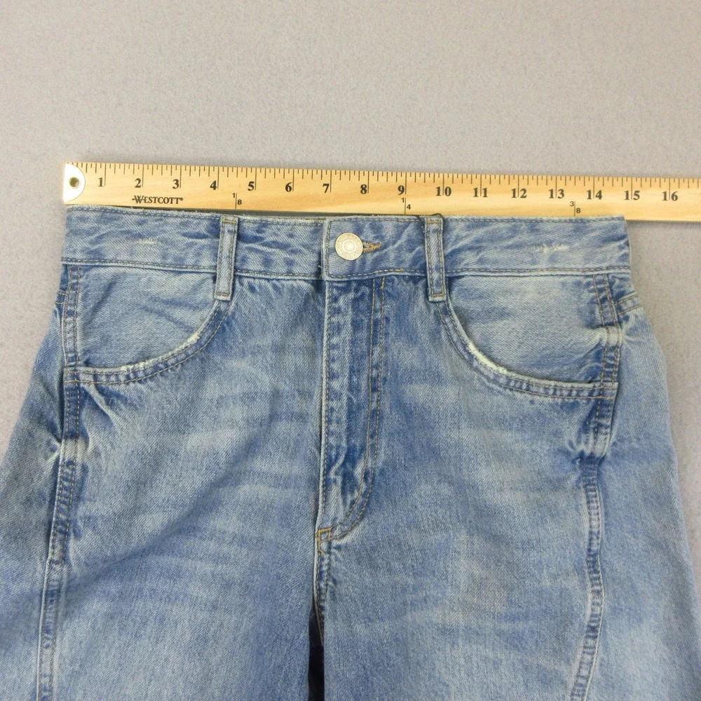 Zara Jeans NWT Women 6 Blue Light Wash Cargo Pocket High-Rise Loose Back Flaps - Picture 7 of 11